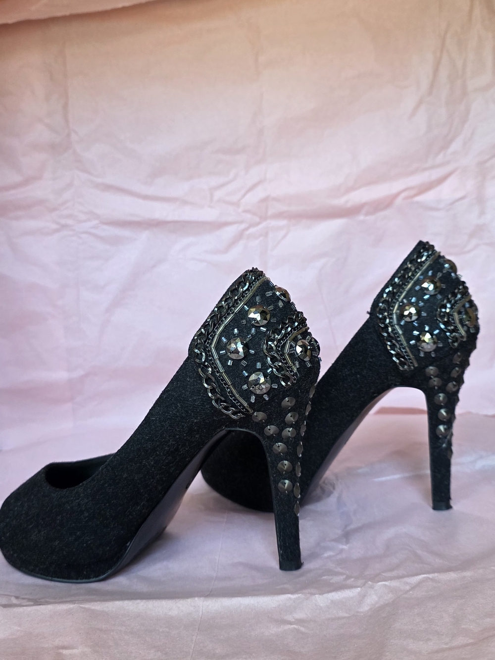 LIU JO Embellished Black High Heel Pumps